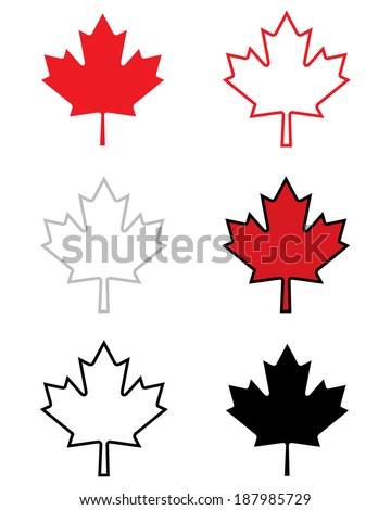 A collection of vector Canadian maple leaf icons