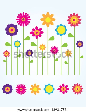 A collection of cute and fun vector spring flowers
