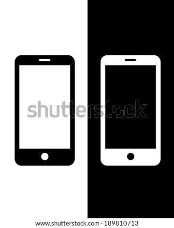 Vector Smart Phone Icon Set in Black and Reverse