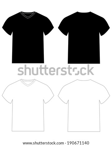 Vector v-neck and crew neck t-shirt templates for mock ups and silk screening