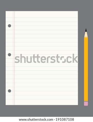 Vector Lined Paper and Pencil Set 