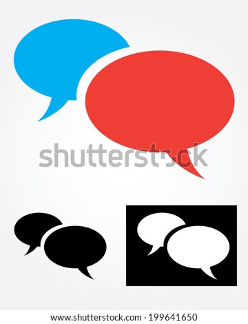 Vector Speech Bubble Set in Color, Black and Reverse