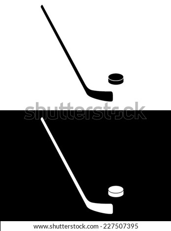 Hockey Stick and Puck Set - Vector
