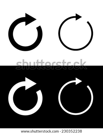 Vector refresh icon set in black and reverse