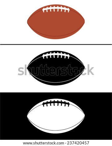 Vector American Football Set in Color, Black and Reverse