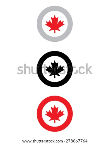 Vector Canadian maple leaf roundel icon and logo set