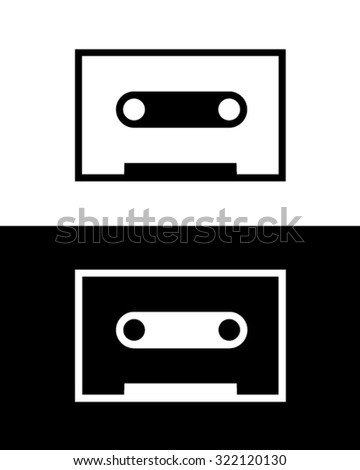 Vector Cassette Tape Icon in Black and Reverse
