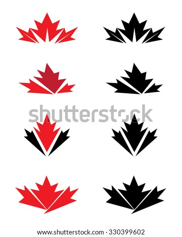 Unique Vector Canadian Maple Leaf Icon Set