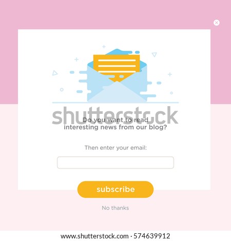 Vector email template with envelope. Pink background.