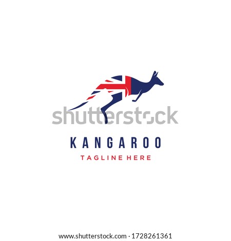 A kangaroo silhouette with flag of australia logo a design illustration  