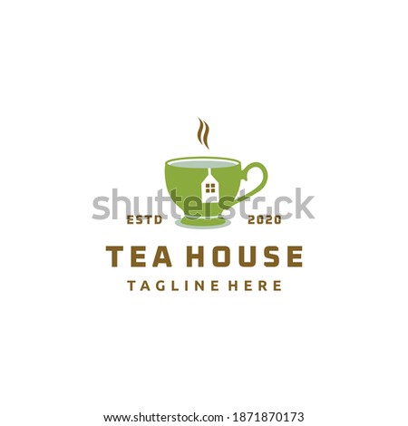 Teahouse cup logo template design. Vector illustration.