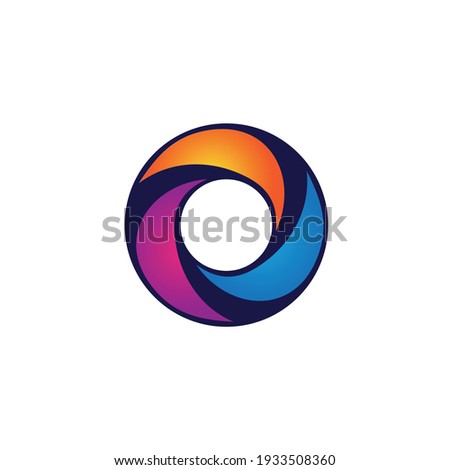 Letter O circle logo design, multicolor letter icon vector template