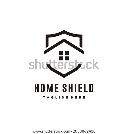 Home protect, security, shield and house logo design template vector 