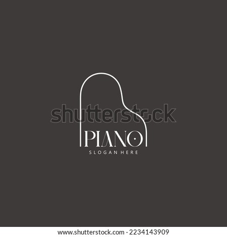 Grand piano logo design template design in line art style	