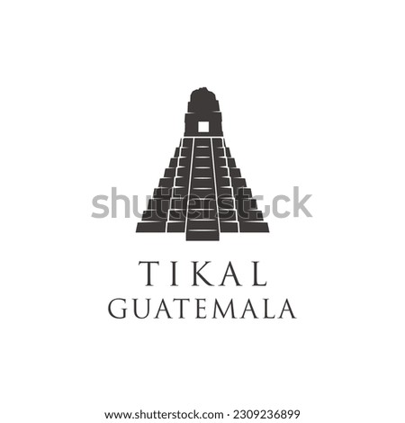 tikal guatemala palace temple logo vector icon 