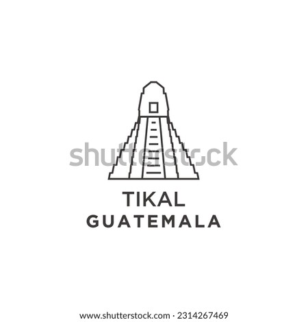 Tikal guatemala palace temple logo vector icon