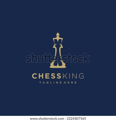 Chess king piece pawn gold  logo design icon vector 