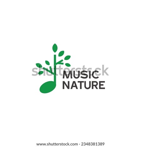 Music tree nature organic nature music logo design vector icon 