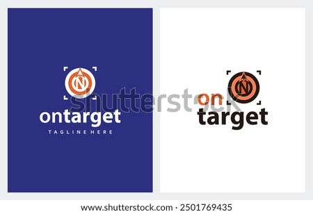 Initial Letter O and N with Arrow Compass for On Target Logo Design Illustration