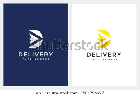 Initial Letter D with Arrow Paper Plane Aviation for Distribution Delivery or Travel Aircraft simple logo design illustration