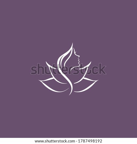 Woman silhouette in lotus flower icon vector template,eps 10