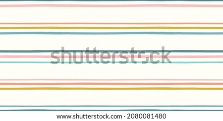 Striped pattern background. Vector seamless repeat border of hand drawn organic horizontal stripes. Fun trendy geometric design element banner. Design element. Pinstripe illustration. Stockfoto © 