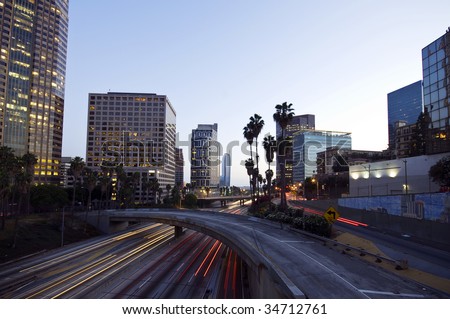 Image, Stock Photo Driving through Los Angeles in a convertible. LA, California.