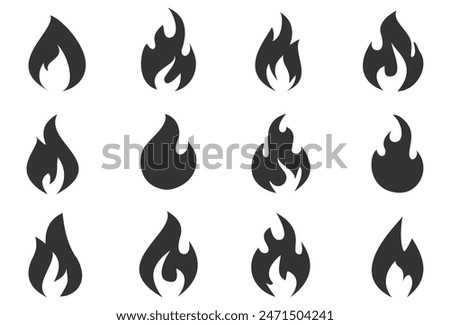 Fire illustration in flat style, set of fire vector icons. fire warning sign