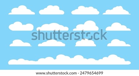 Collection of white cloud illustrations. Vector set of cartoon clouds in flat design.Cloud.