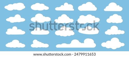 Collection of white cloud illustrations. Vector set of cartoon clouds in flat design.Cloud.