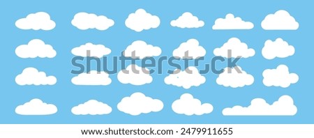 Collection of white cloud illustrations. Vector set of cartoon clouds in flat design.Cloud.