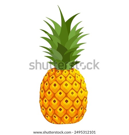 Pineapple. Illustration of pineapple fruit with isolated cartoon style on white. summer fruits, for a healthy and natural life,  Vector illustration.