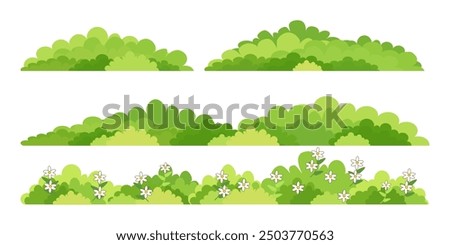 illustration green grass, collection. Nature vector illustration, land ecosystem grass.
vector flowers and green grass.