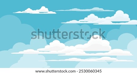 Similar – Image, Stock Photo Blue sky and clouds as peaceful idyllic cloudscape with two distant birds flying high. Freedom concept. Beautiful blue sky backgrounds with clouds highlighted with sunset light.