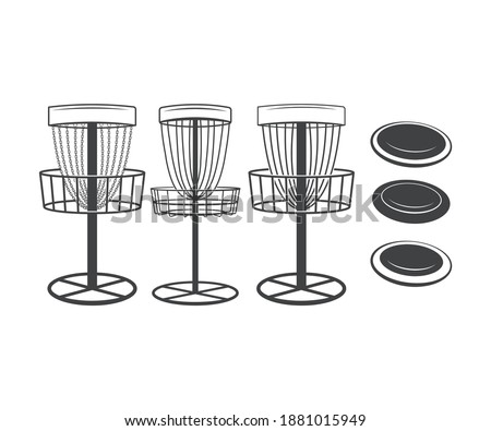 Disc Golf Basket And Discs Printable Vector