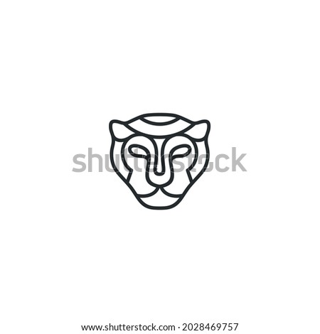 Jaguar Leopard Cat Panther Tiger Face Head with mono line face logo design inspiration Photo stock © 