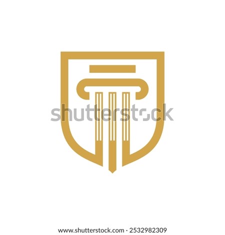 Law Firm logo, column and shield justice logo design template