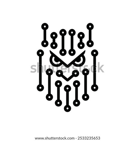 owl with digital network technology concept logo design