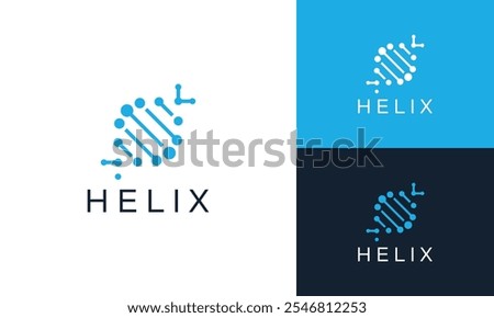 DNA helix technology network logo design inspiration