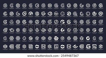 Abstract Mega Logo Collection. Initial Letter G Geometric Logo Design