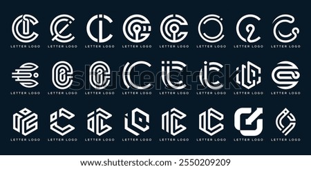 collection of abstract letter CI IC logo design, vector for business consulting, technology, fashion and real estate 