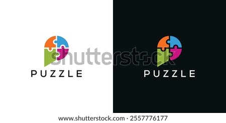 Initial letter P puzzle logo design, autism graphic vector concept