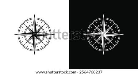 Marine compass. Navigation device with indication of the cardinal directions. North South East West Northeast Northwest Southeast.