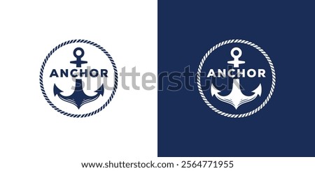 Simple Anchor logo design for boat ship navy nautical transport