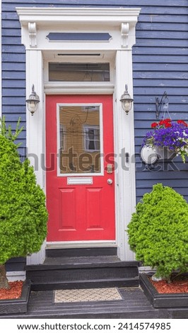 Similar – Image, Stock Photo Reflection of some dwellings in a shop window with inscription a vendre