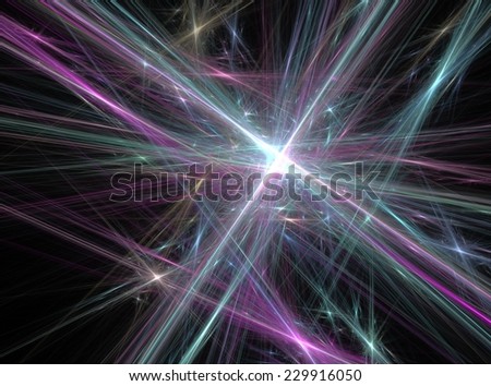 Green and violet abstract lines fractal effect light design background