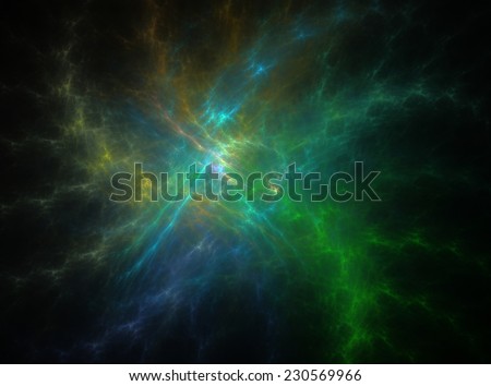 Space green nebula abstract fractal effect light design background