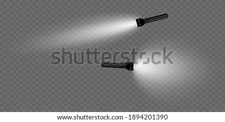 flashlight on a transparent background. Shine.lighting the space.metal