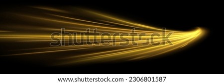 Golden shiny spiral wave sparks. Curved yellow speed line twirl. Glittering wavy trail. Swirling dynamic neon circle. Magic gold whirlwind with flare sparkles. Glow swirl light bokeh effect.