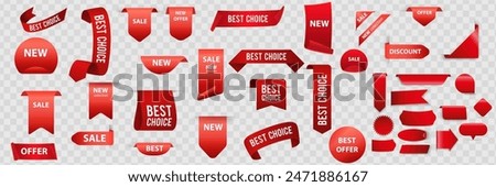 Best choice tags, vector red labels isolated on white background. Best choice 3d ribbon banners